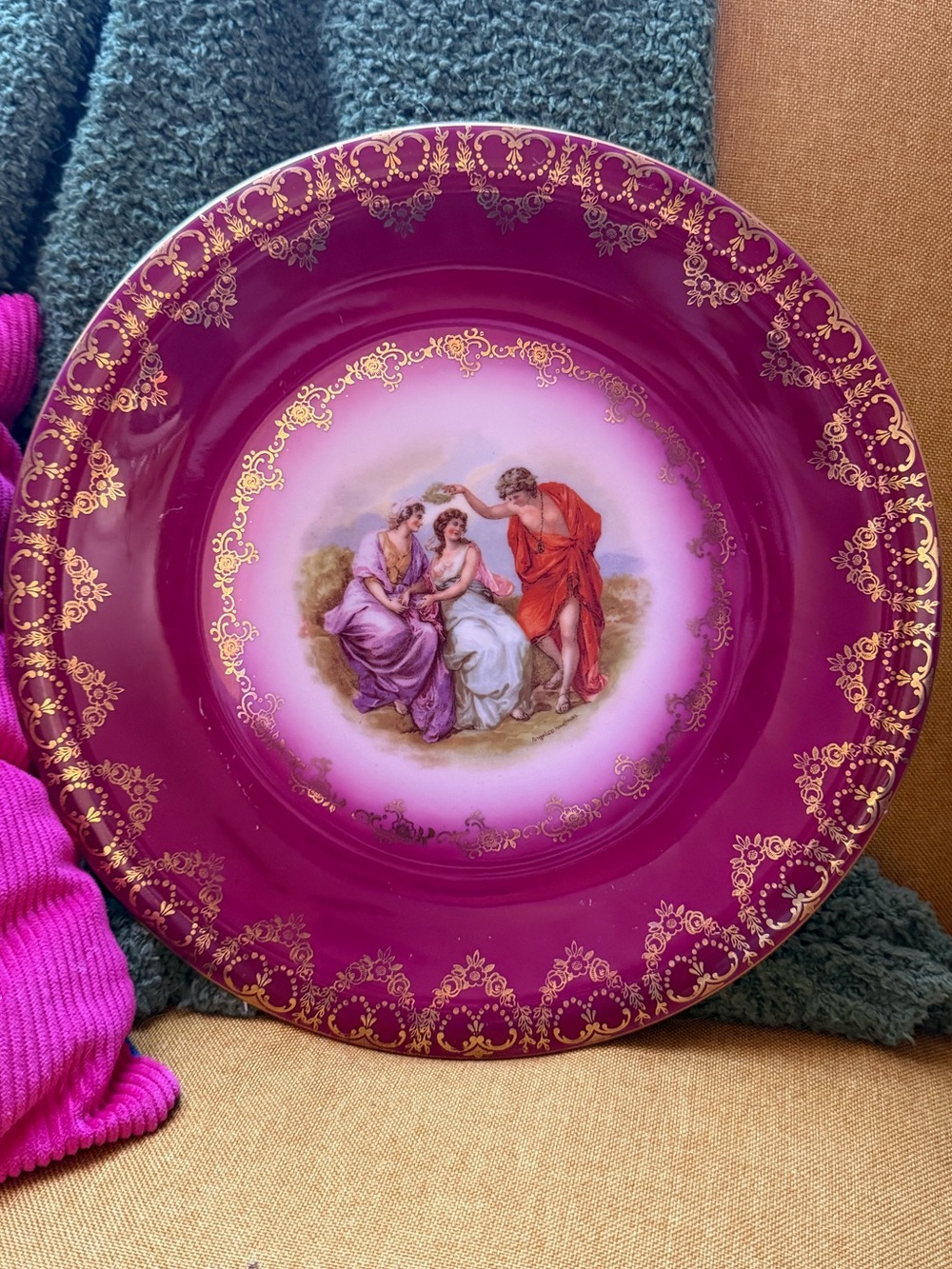 Antique Royal Vienna Porcelain Decorative Plate Neoclassical, Kauffman, 10.25”